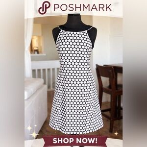 Ann Taylor Navy and White Polka Dot Dress